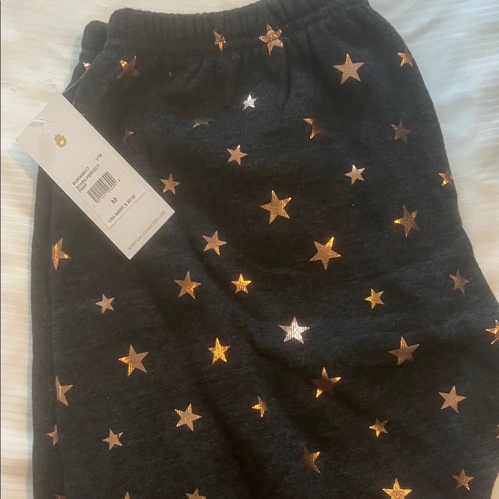 Spiritual Gangster Charcoal Joggers with Gold Stars